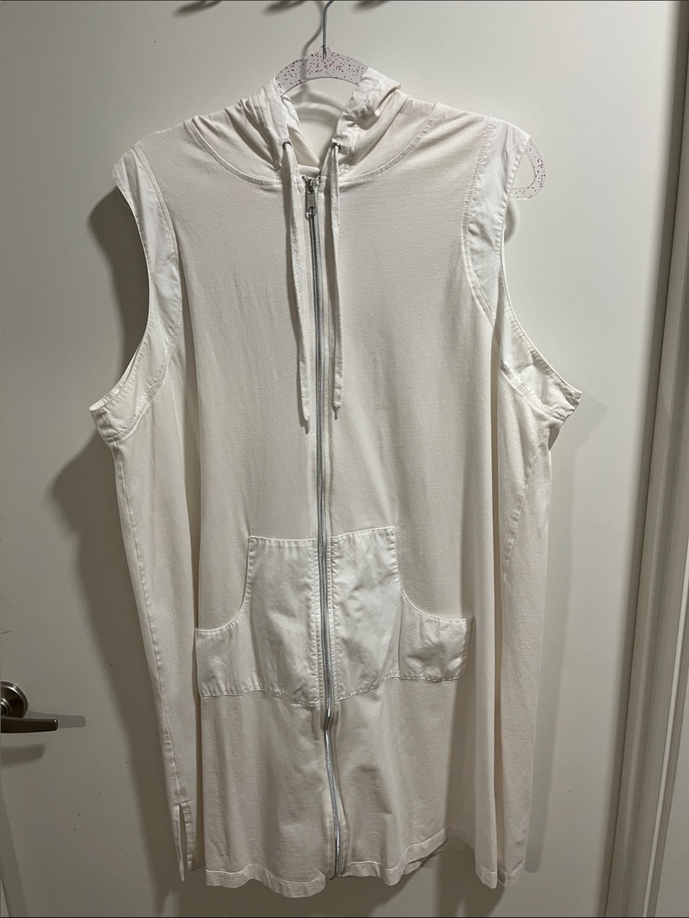 White Stage Women’s Plus Sleeveless Hooded Zip Dress